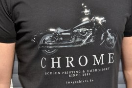 Imagetextildruck Siebdruck Chrome Motorrad  Chrom Hotfoil