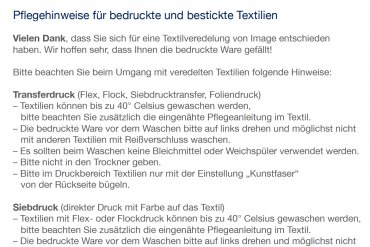Wasch- und Pflegehinweis